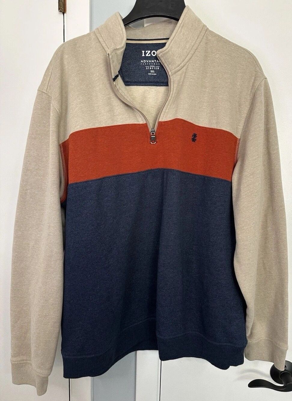 NWOT IZOD Sweatshirt Mens Colorblock 1/4 Zip Mock Neck Advantage Pullover 2xl